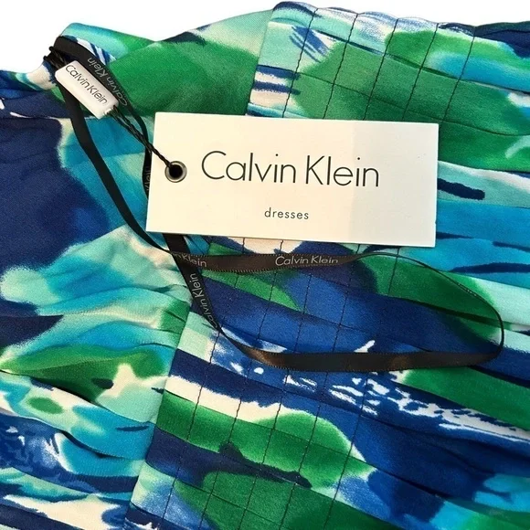 Calvin Klein Multi Colored Watercolor Look Halter Fit and Flare Dress NWT Sz. 10 - Picture 14 of 16